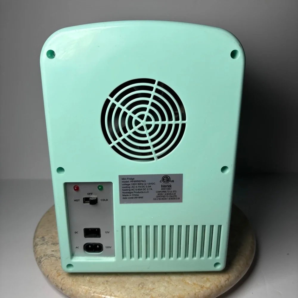 Nostalgia Retro 6-Can Personal Cooling and Heating Refrigerator Blue Mini Fridge